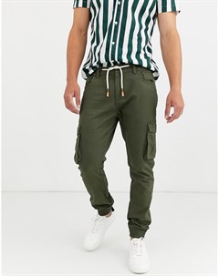 Узкие брюки карго в стиле милитари с манжетами Threadbare