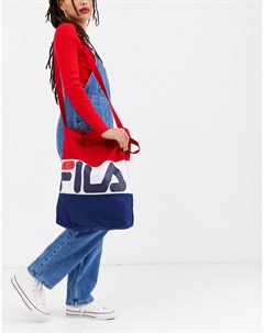 Трехцветная сумка тоут с логотипом Fila