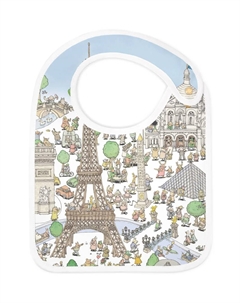 Нагрудник из органического хлопка с принтом Paris, синий Atelier choux