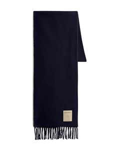 Шарф с нашивкой-логотипом и бахромой, синий Woolrich
