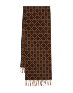 Шерстяной шарф с геометричным узором, коричневый Sandro