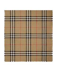 Клетчатый шарф с бахромой, коричневый Burberry