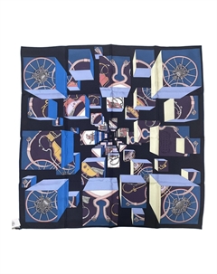 Шёлковый шарф HERMES синий женский Hermès