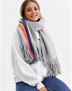 Серый oversize шарф в разноцветную полоску Glamorous