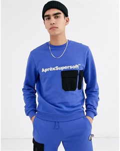 Синий свитшот с логотипом и карманом Aprex Supersoft Aprèx supersoft