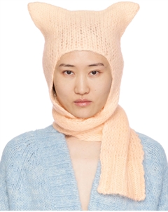 Розовая шапка-шарф из выцветшего мохера Maison margiela