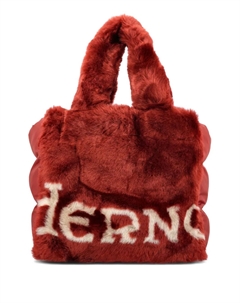 Сумка-тоут с логотипом и отделкой из искусственного меха, коричневый Herno