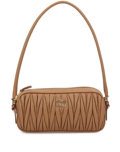 Стеганая кожаная сумка на плечо, коричневый Miu miu