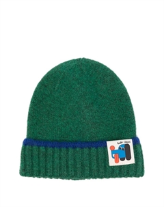 Шапка с манжетой в рубчик и логотипом, зеленый Bobo choses