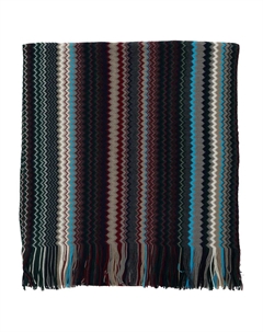 Шарф с бахромой и зигзагообразным узором, черный Missoni