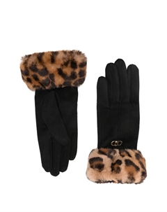 Перчатки с леопардовыми манжетами, черный Liu jo