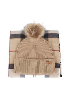 Комплект из шапки и шарфа с помпонами, нейтральный Barbour