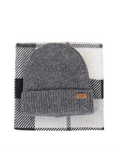 Вязаный комплект: шапка-бини и шарф, серый Barbour