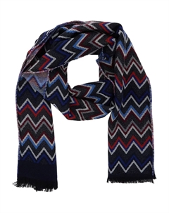 Шерстяной шарф с зигзагообразной бахромой, черный Missoni