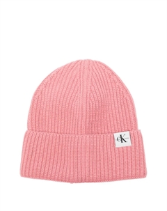 Шапка бини в рубчик с логотипом, розовый Calvin klein kids