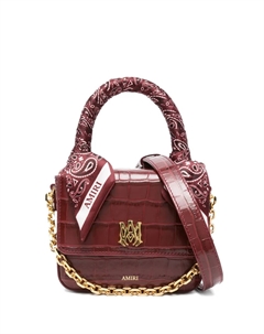 Сумка-тоут с ручкой-шарфом под кожу крокодила, красный Amiri