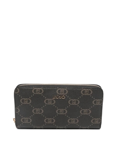 Кошелек с круговой молнией и логотипом, черный Liu jo