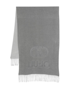Шарф с вышитым логотипом и бахромой, серый Liu jo