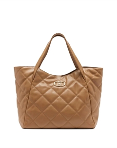 Большая стеганая сумка-тоут с логотипом, коричневый Liu jo