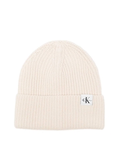 Шапка бини в рубчик с логотипом, нейтральный Calvin klein kids