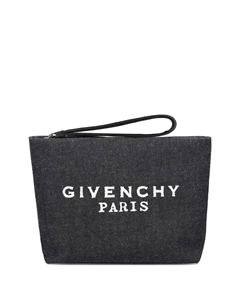 Джинсовый клатч с принтом-логотипом, черный Givenchy