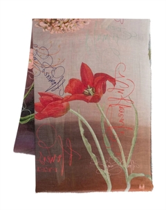 Шелковый шарф с цветочным принтом, красный Faliero sarti