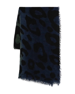 Шарф Chal Ax с бахромой и леопардовым принтом, синий Faliero sarti