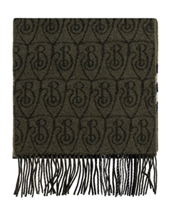Шарф с монограммой и бахромой, зеленый Burberry