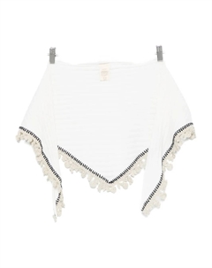 Шерстяной шарф с вязаными крючком отделкой, нейтральный Cordera