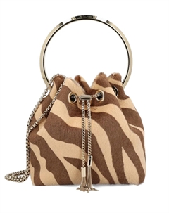 Сумка Bon Bon с ручкой-кольцом и зебровым принтом, коричневый Jimmy choo