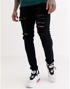 Черные узкие джинсы с рваной отделкой Liquor n poker