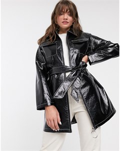 Виниловая куртка с поясом Glamorous