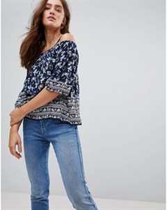 Блузка с открытыми плечами и мелким цветочным принтом Pepe jeans