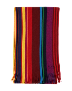 Шерстяной шарф с фирменной полоской, коричневый Paul smith