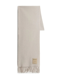 Шерстяной шарф с бахромой и нашивкой-логотипом, нейтральный Woolrich