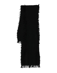 Шерстяной шарф с бахромой, черный Yohji yamamoto