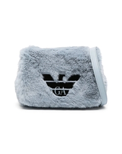 Сумка на плечо из искусственного меха с логотипом, синий Emporio armani kids