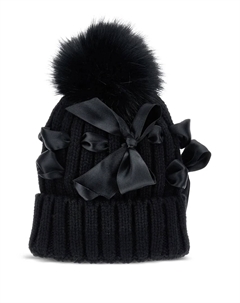 Шапка бини с бантом, черный Monnalisa
