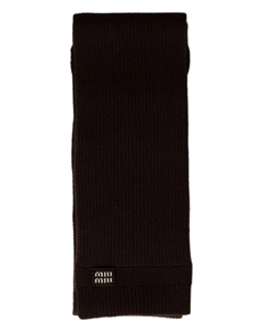 Кашемировый шарф с логотипом, коричневый Miu miu