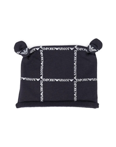 Шапка бини с логотипом, синий Emporio armani kids