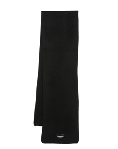 Шарф в рубчик с нашивкой-логотипом, черный Dondup