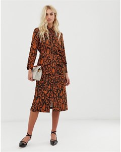 Платье рубашка с леопардовым принтом и поясом Zibi london