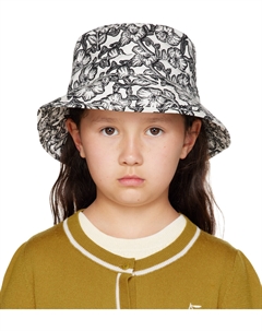 Детская панама с белыми и черными цветами Bonpoint