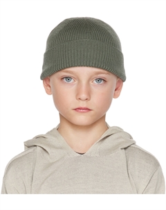 Детская зеленая вязаная шапка в рубчик Rick owens