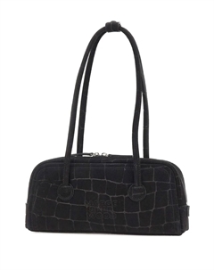 Мягкая наплечная сумка Boston из замши с тиснением под крокодила, черный Marge sherwood