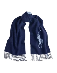 Шарф с бахромой и узором, синий Polo ralph lauren