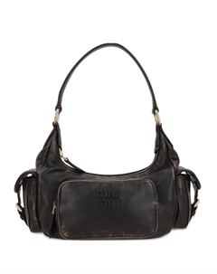 Сумка-тоут из овечьей кожи, коричневый Miu miu