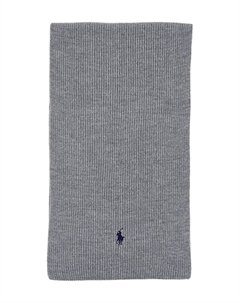 Вязаный шерстяной шарф с вышитым логотипом, серый Polo ralph lauren