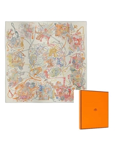 HERMES Кашемировый шелковый шарф женский разноцветный, Multicolor Hermès