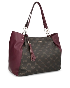 Сумка-тоут среднего размера с монограммным узором, красный Liu jo